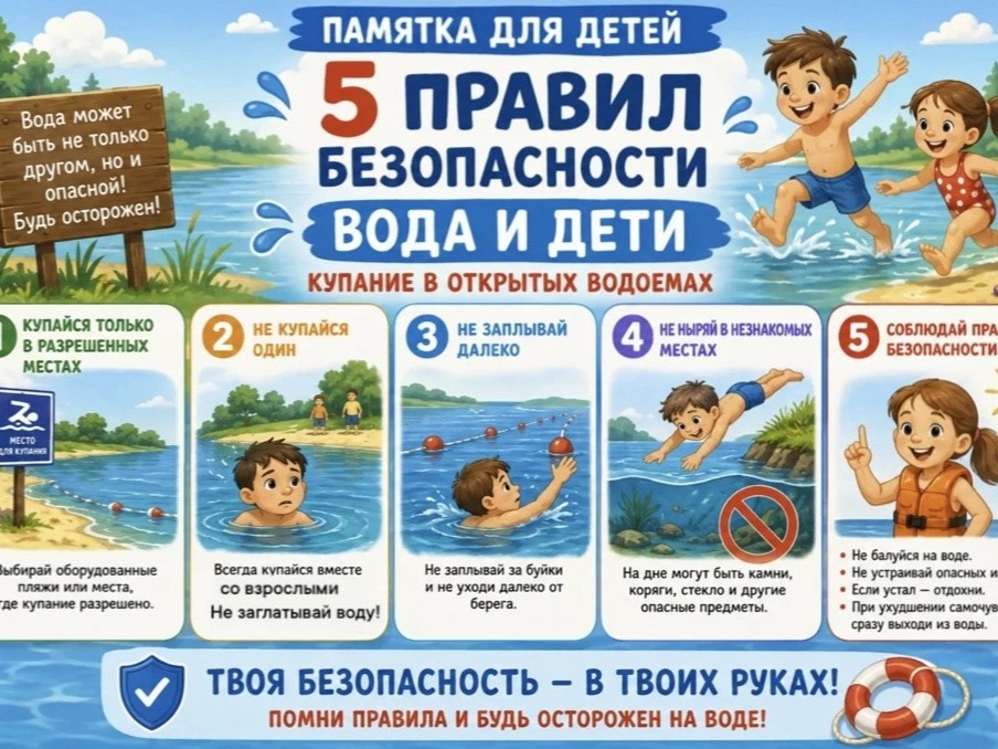 Вода и дети: 5 правил безопасности.